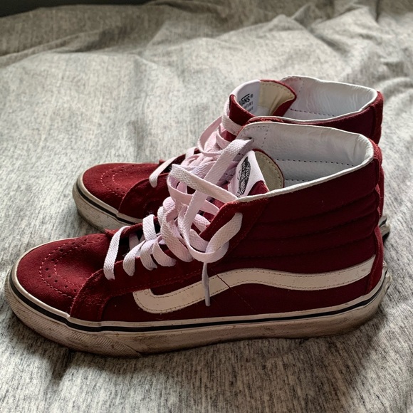 maroon van high tops